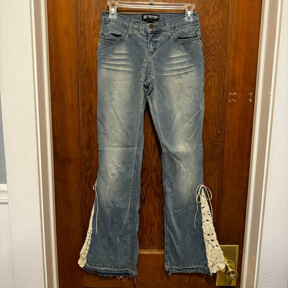 Y2K Vintage Tag Rag Culture Low Rise Flare Bellbottom Jeans sz 4 26 Crochet‎ - Picture 1 of 12